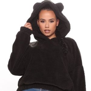 Fashion Nova Teddy Bear Pullover Hoodie Jacket